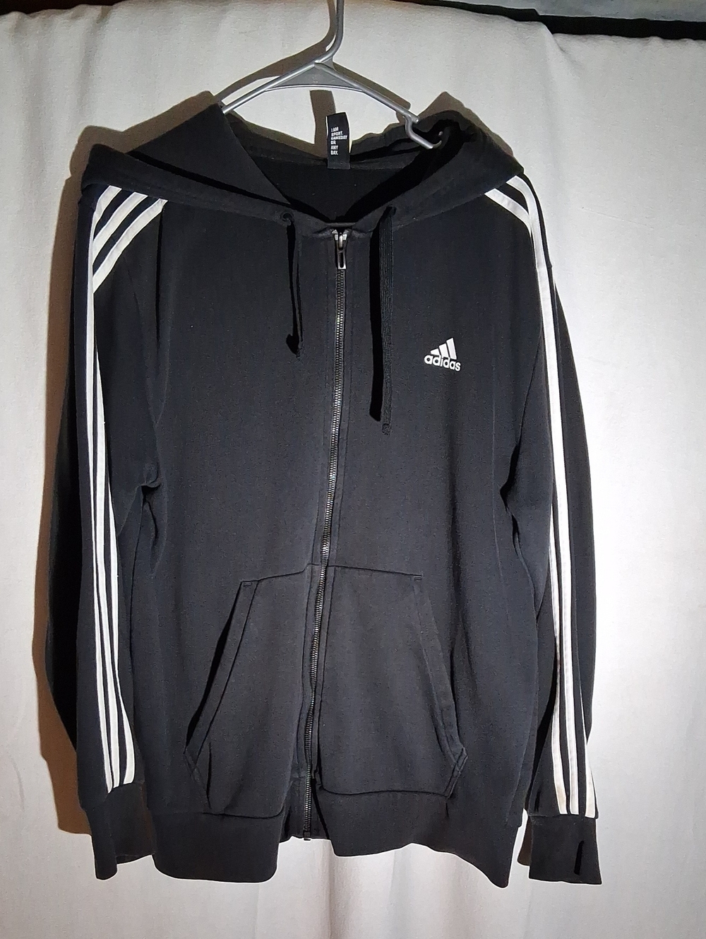 MENS Black Adidas Essentials 3-stripe Full Zip Hoodie S98786